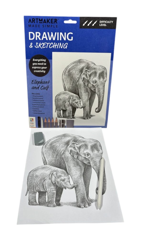 Art Maker Made Simple Drawing & Sketching Kit: Elephant And Calf Discount