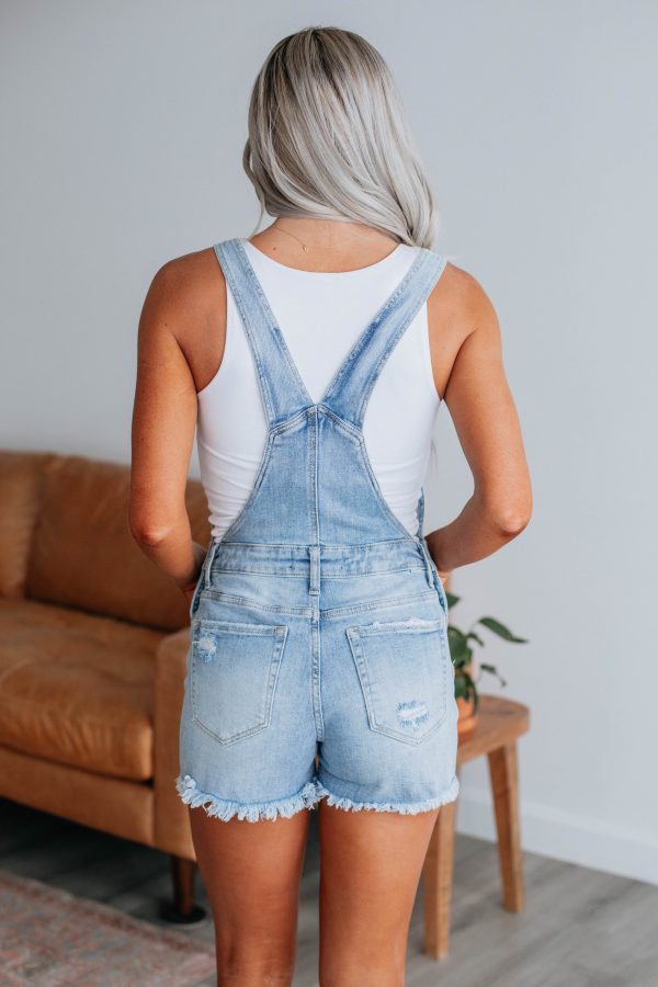 Gemini Risen Short Overalls - Light Wash Hot on Sale