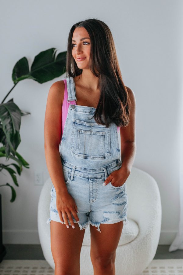 Gemini Risen Short Overalls - Vintage Light Wash Fashion