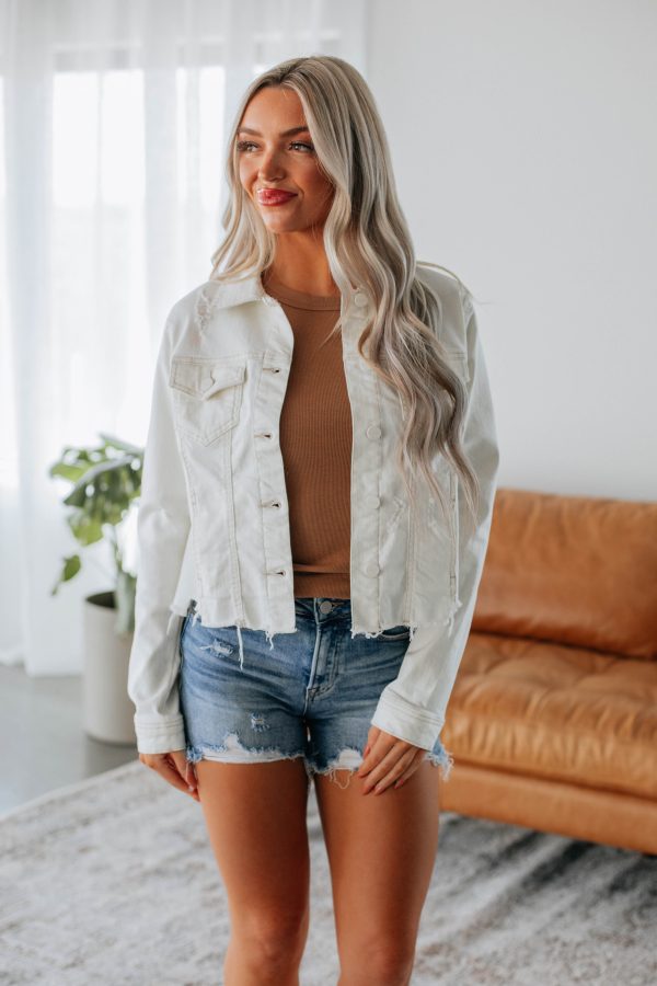 Gemma Risen Denim Jacket - Cream For Sale