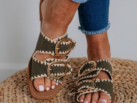 Going My Way Sandals - Olive For Discount