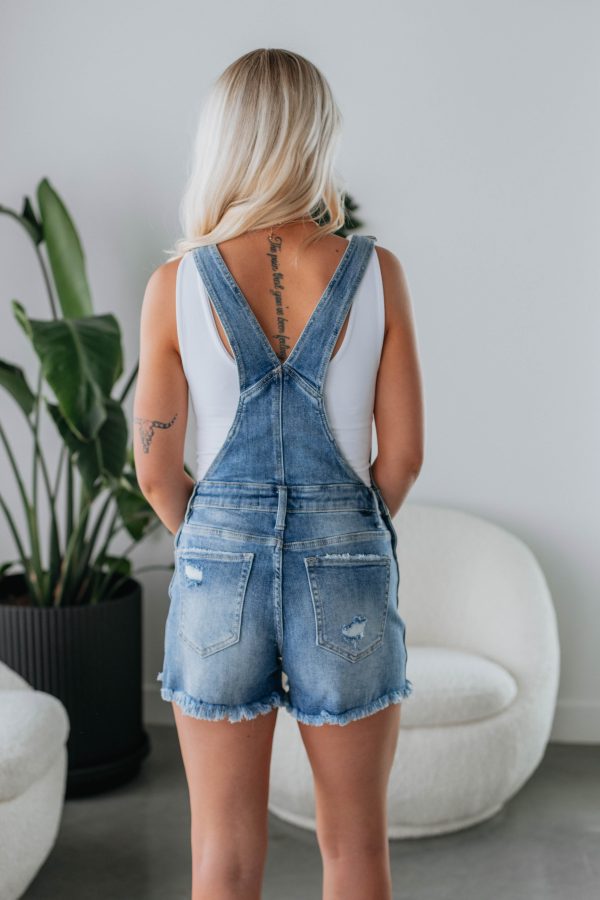 Gemini Risen Short Overalls - Medium Wash on Sale