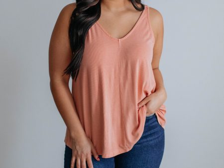 Baxter Ribbed Tank - Peach Online