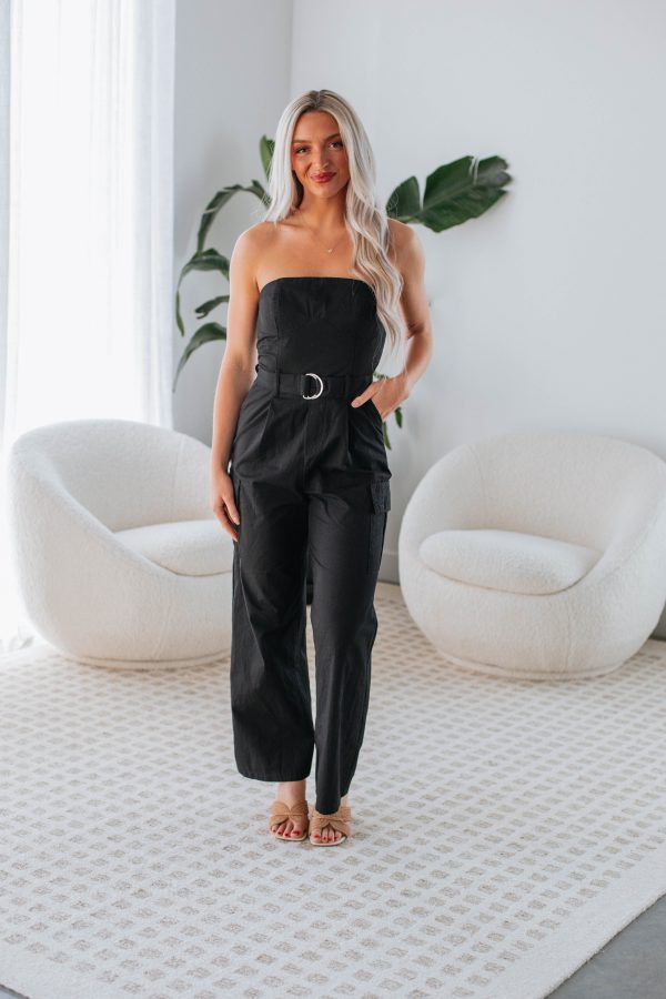 Jesa Cargo Jumpsuit - Black Online