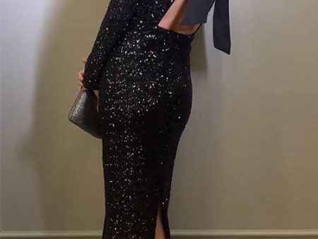 Aurélie – Robe de soirée dos nu avec détails en sequins élégants Fashion