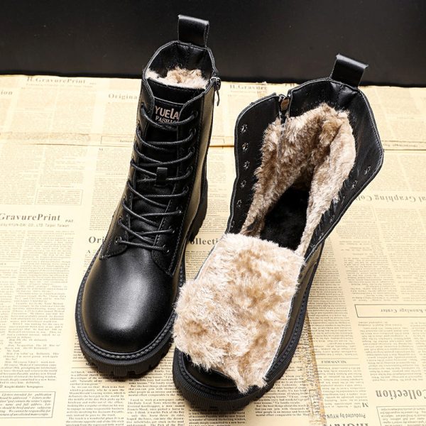 Camille – Bottes d hiver en cuir noir, élégantes et durables For Sale