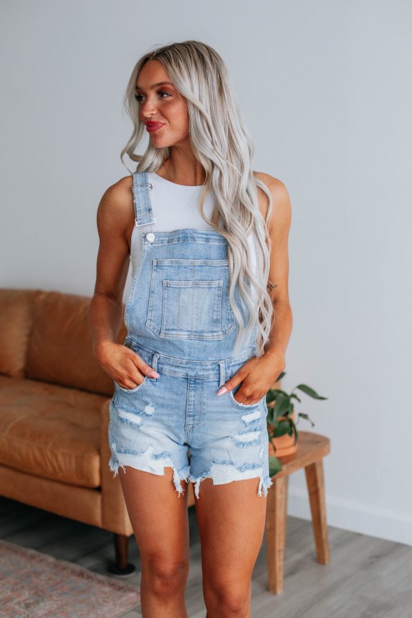 Gemini Risen Short Overalls - Light Wash Online