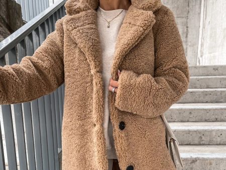 Élodie – Manteau en peluche pour femmes avec col à revers, doux et chaud For Discount