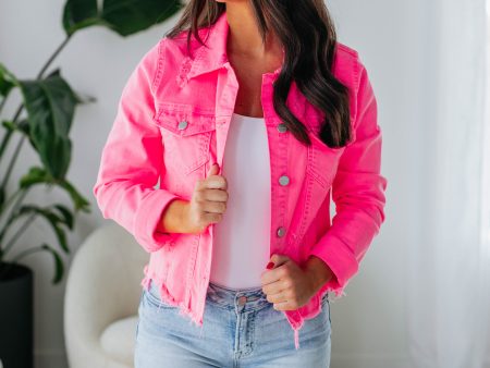 Gemma Risen Denim Jacket - Hot Pink Cheap