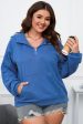 Bastien – Hoodie grande taille avec fermeture éclair et effet lavé minéral en bleu For Sale