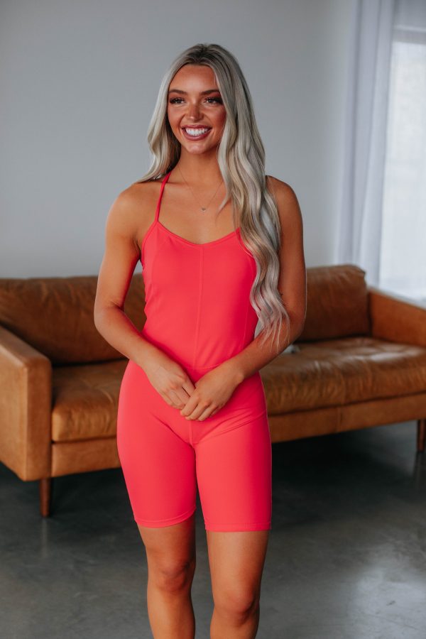 Josiah Active Romper - Hibiscus Discount