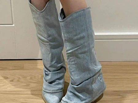 Chloé – Bottes en denim à hauteur de genou pour un style tendance Cheap