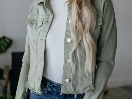 Gemma Risen Denim Jacket - Olive Fashion