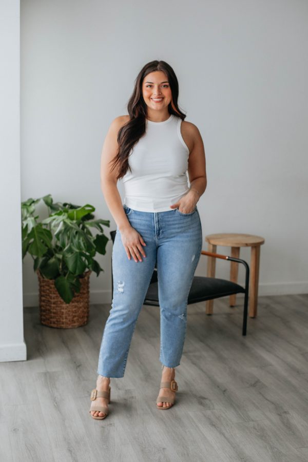 Lou Ribbed Tank - Ivory Online