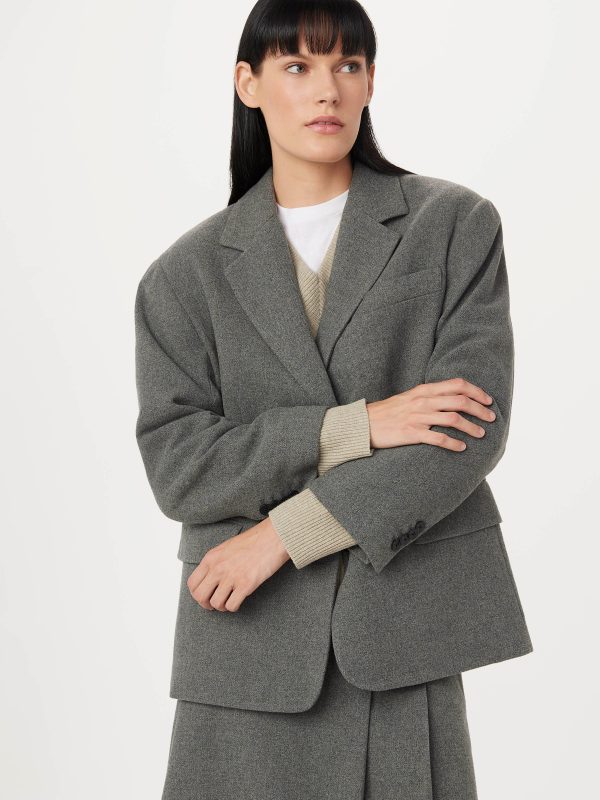 The Loose Recycled Wool Blazer in Grey Black Fashion