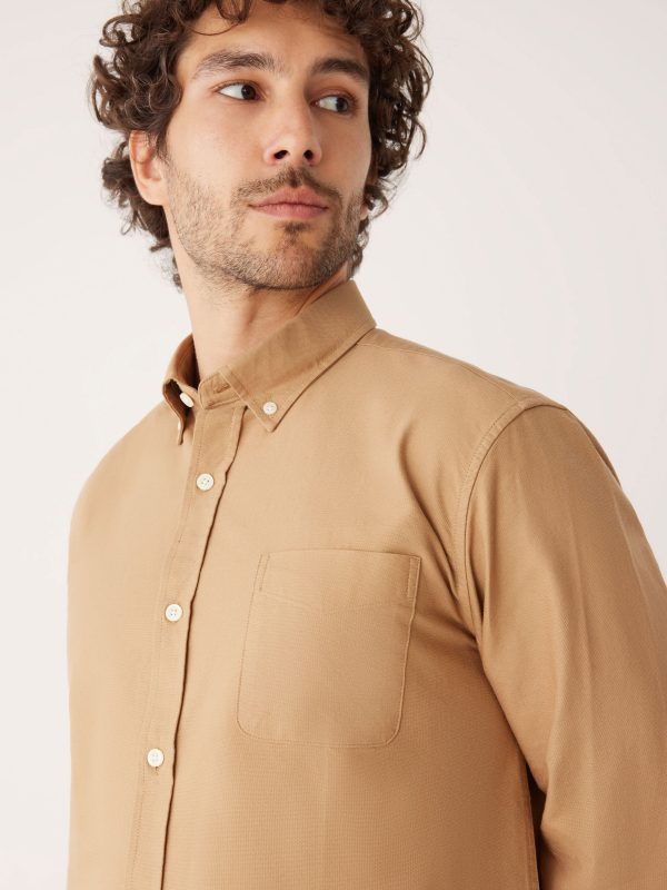 The Jasper Good Cotton Oxford Shirt in Camel Online Hot Sale