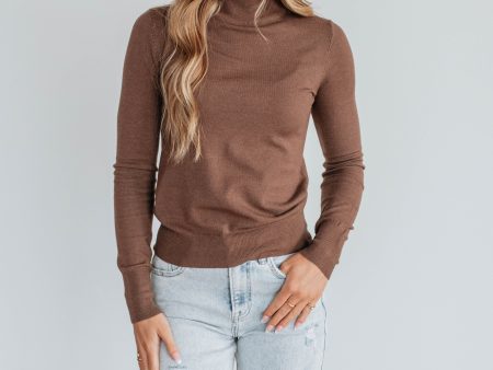 Afton Mock Neck Top - Chestnut Online now