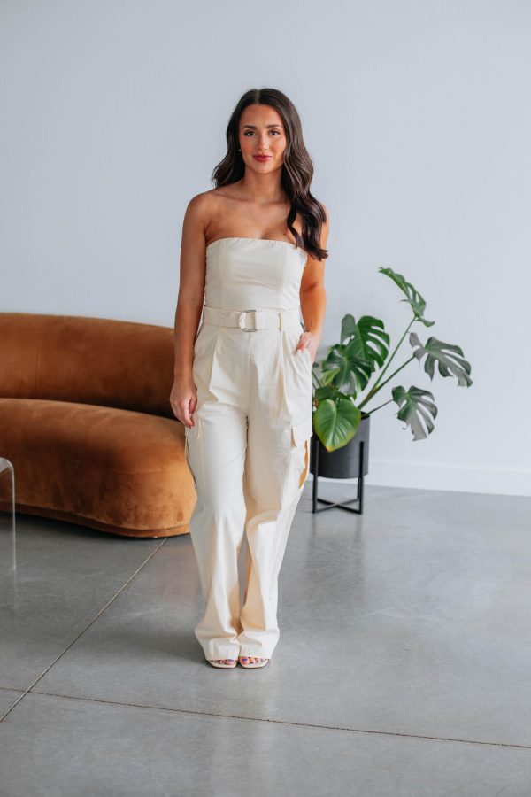 Brady Cargo Jumpsuit - Natural Discount