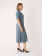 The Fluid Poet Collar Long Dress in Stormy Blue Hot on Sale