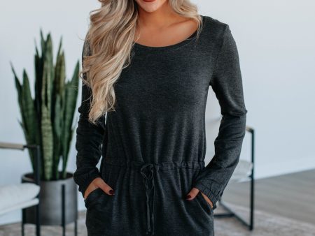 Tarah Lounge Romper - Charcoal For Cheap