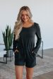 Tarah Lounge Romper - Charcoal For Cheap