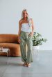 Adara Satin Cargo Pants - Olive Fashion