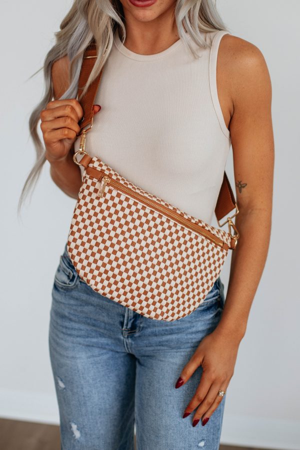 Patsy Bum Bag - Checkered Cognac For Cheap