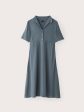 The Fluid Poet Collar Long Dress in Stormy Blue Hot on Sale