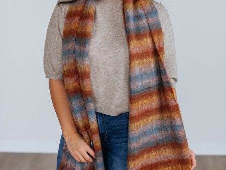 Andraya Colorblock Scarf - Rust Sale