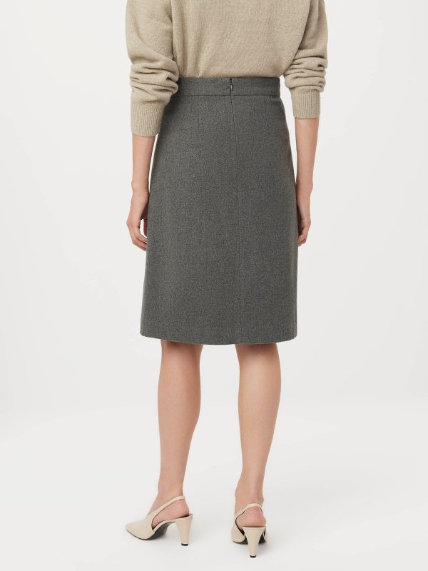 The Pleated Midi Skirt in Grey Black Cheap