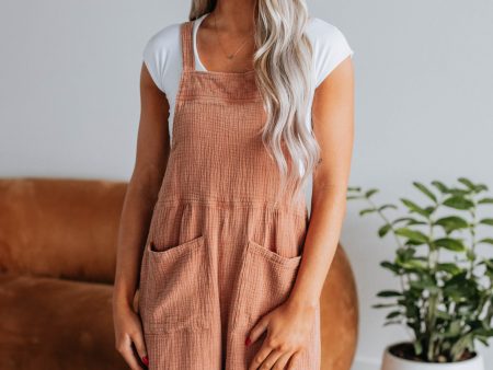 Meara Overall Romper - Clay Hot on Sale