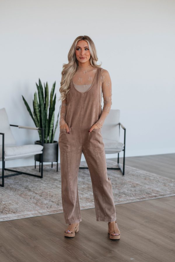 Marlow Denim Overalls - Mocha Online Hot Sale