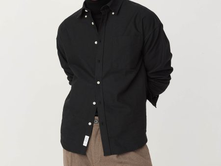 The Loose Oxford Shirt in Black Online Sale