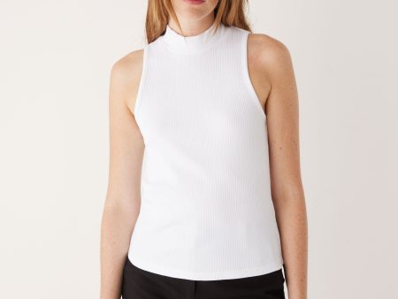 The Mockneck Tank Top in Bright White For Sale