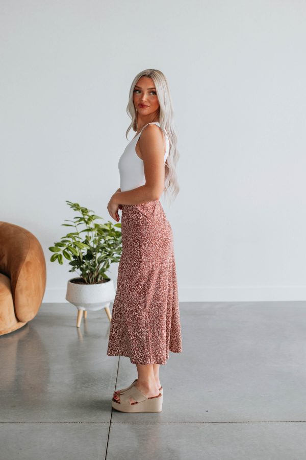 Hallie Floral Midi Skirt - Cinnamon Discount