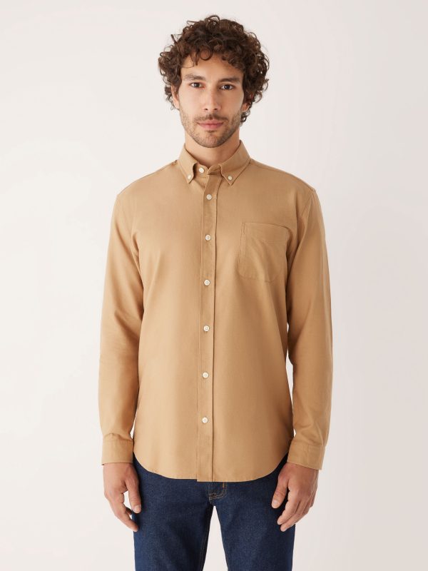 The Jasper Good Cotton Oxford Shirt in Camel Online Hot Sale