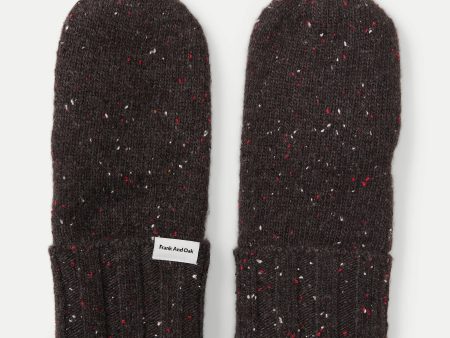 The Donegal Wool Mittens in Maroon on Sale