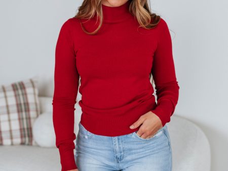 Afton Mock Neck Top - Cherry Online Hot Sale