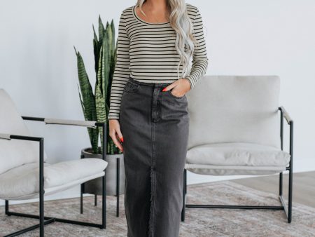 Joy Denim Skirt - Charcoal Hot on Sale