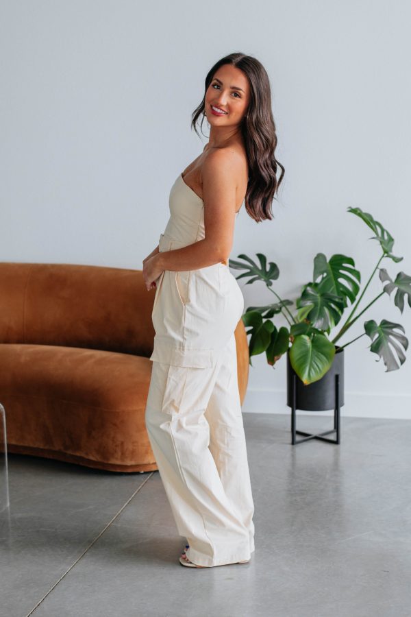 Brady Cargo Jumpsuit - Natural Discount