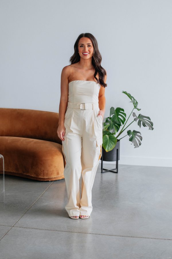 Brady Cargo Jumpsuit - Natural Discount