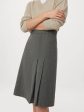 The Pleated Midi Skirt in Grey Black Cheap