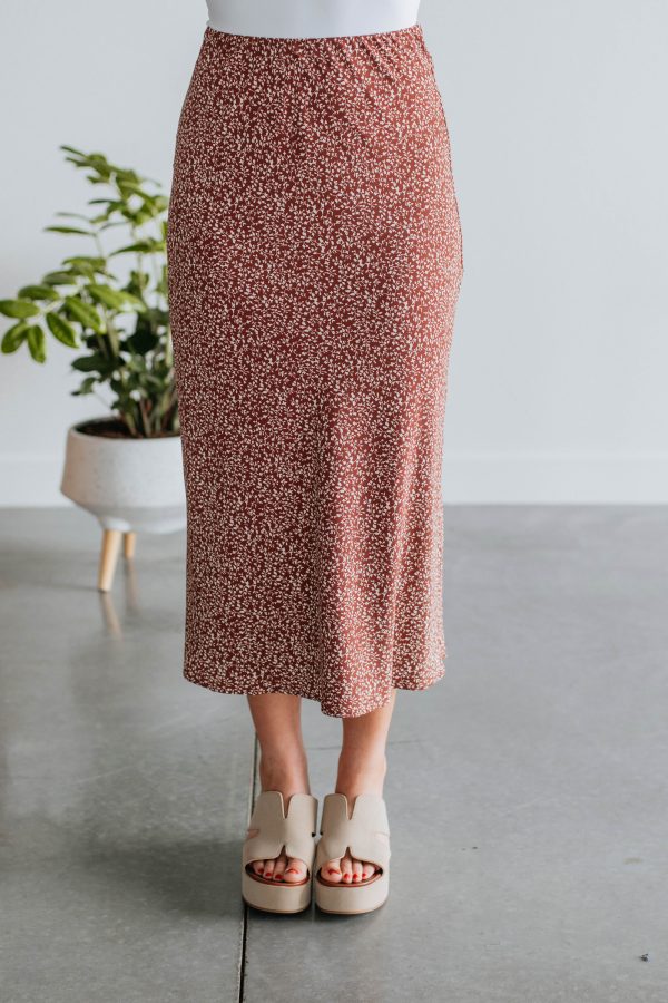 Hallie Floral Midi Skirt - Cinnamon Discount