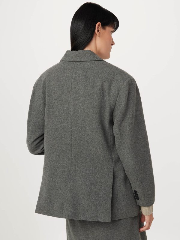 The Loose Recycled Wool Blazer in Grey Black Fashion