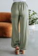 Adara Satin Cargo Pants - Olive Online Sale