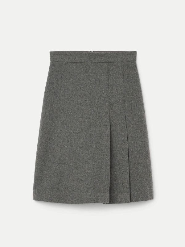 The Pleated Midi Skirt in Grey Black Cheap