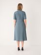 The Fluid Poet Collar Long Dress in Stormy Blue Hot on Sale