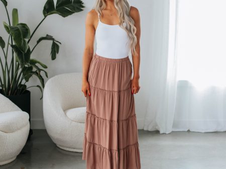 Linney Tiered Maxi Skirt - Mocha For Discount