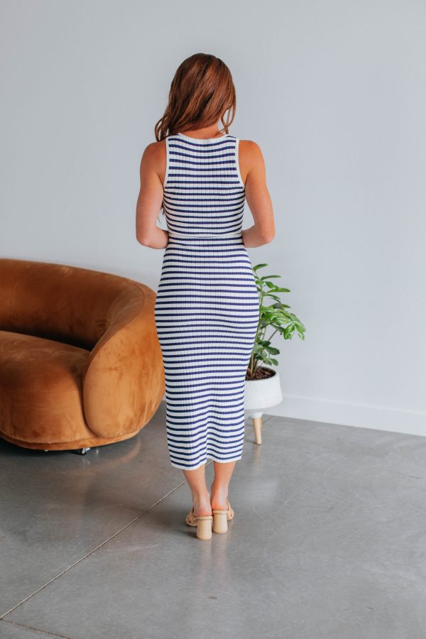 Alyson Striped Dress - Navy Online now