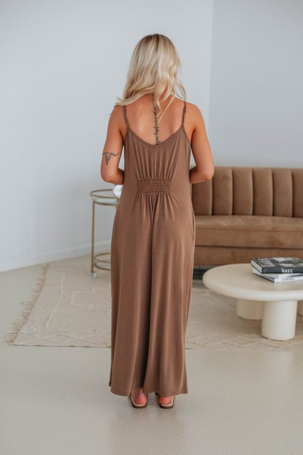 Harvey Wide Leg Jumpsuit - Mocha For Sale